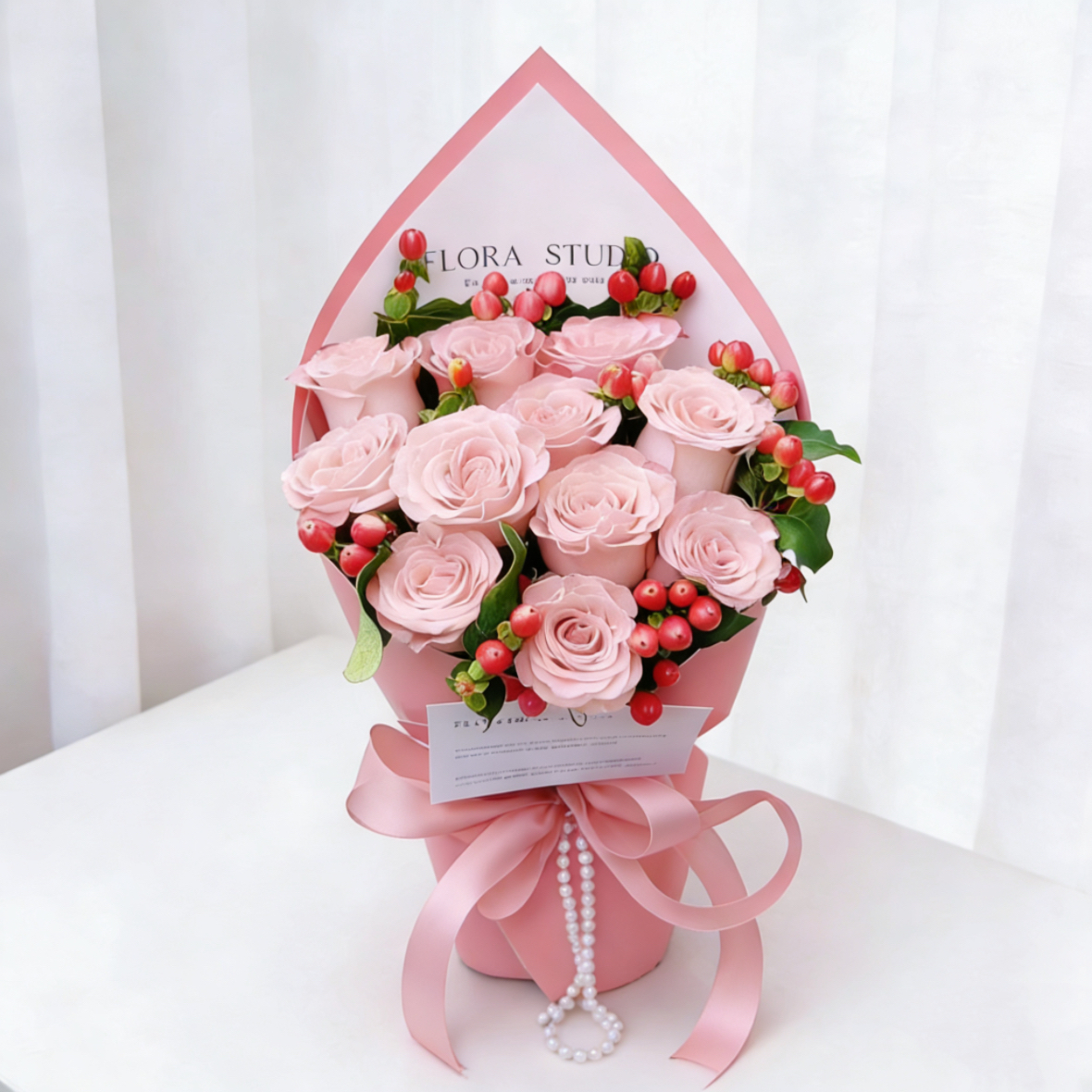 少女初恋/11朵粉玫瑰精美花束包装送老婆送闺密送朋友