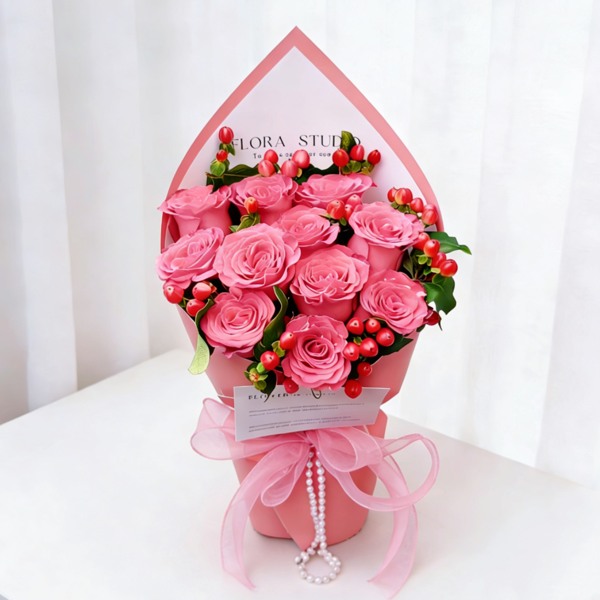 少女初恋/11朵粉玫瑰精美花束包装送老婆送闺密送朋友